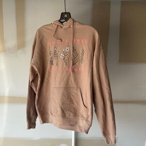 Women's Tan Hoodie with Floral Design